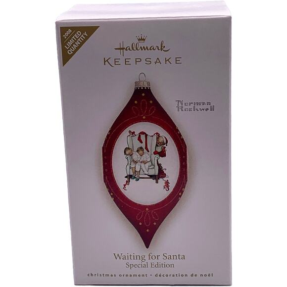 Hallmark 2008 Waiting for Santa Norman Rockwell Special Edition Ornament in Box - Picture 1 of 7